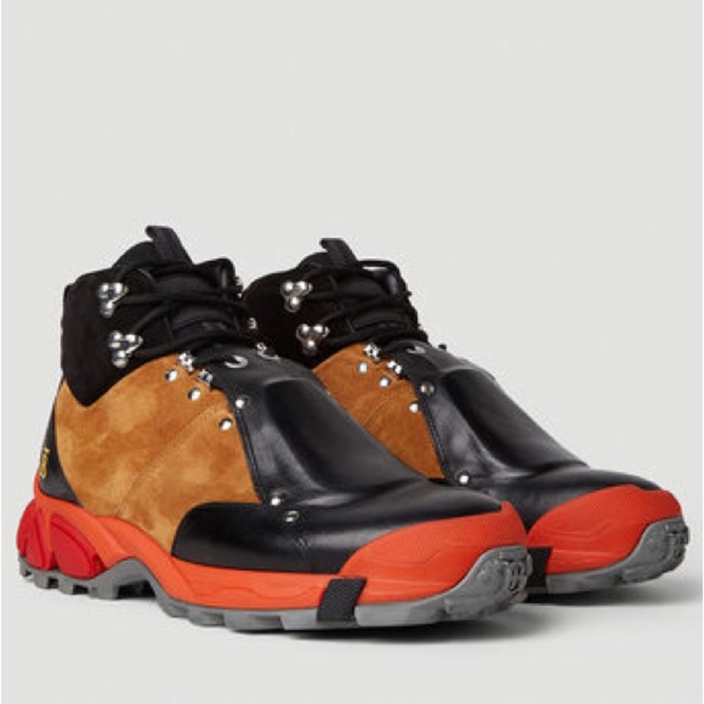 Burberry Tor Rubber Sole Hiking Boot Size 12 Logo Orange Black